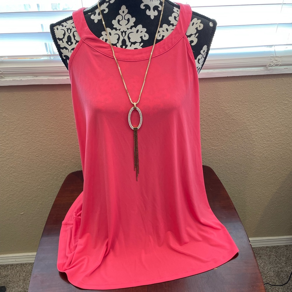 Torrid Pink Studio Knit Goddess Tank Top Keyhole Size 3